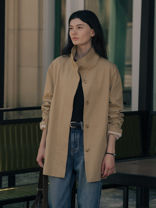 Tillidie High neck trench coat Beige