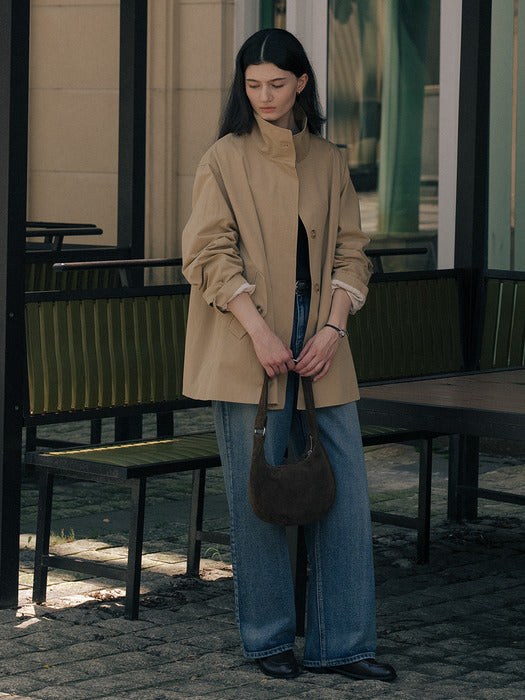 Tillidie High neck trench coat Beige