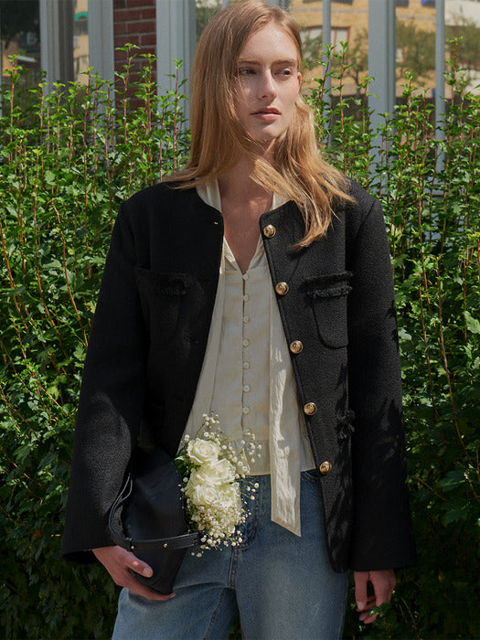 [TILLIDIE] Oversized tweed jacket TIFA01JK04_Black