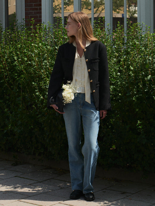 [TILLIDIE] Oversized tweed jacket TIFA01JK04_Black