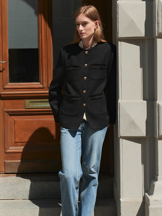 [TILLIDIE] Oversized tweed jacket TIFA01JK04_Black