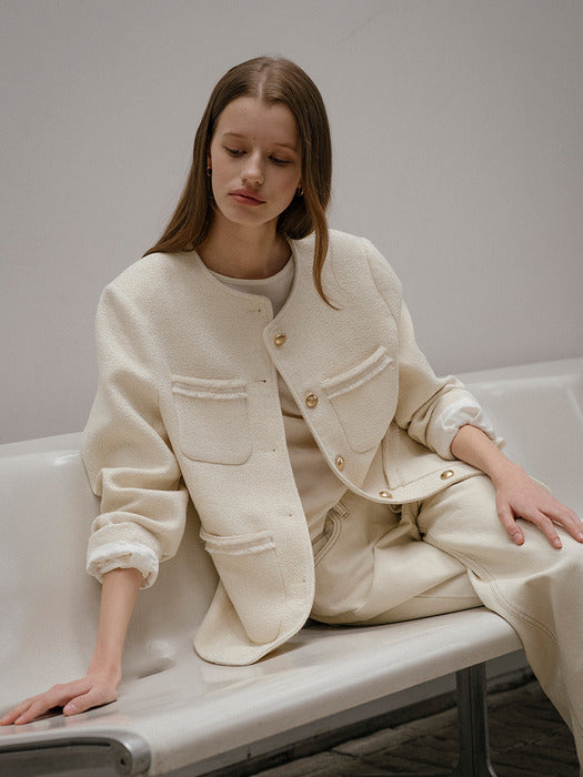Tillidie Oversized tweed jacket Ivory