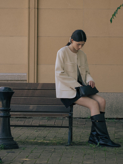 [TILLIDIE] Oversized tweed jacket TIFA01JK03_Ivory