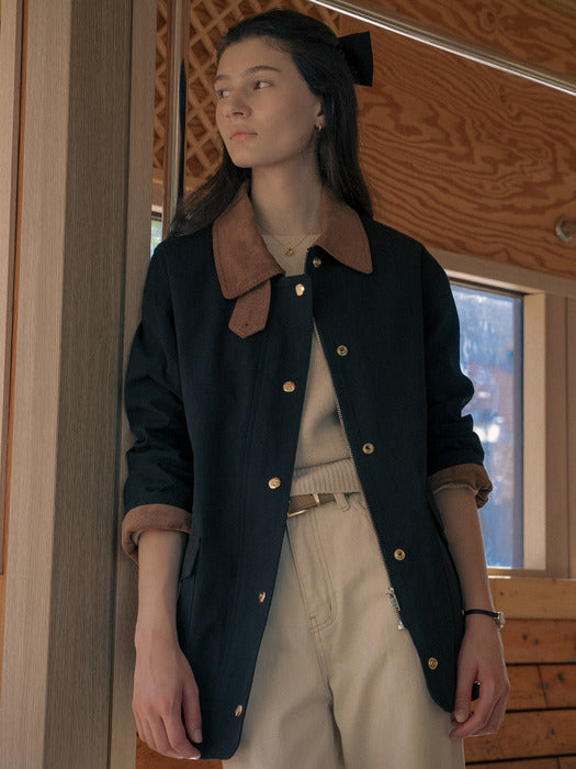 [TILLIDIE] Coloring collar point utility jacket_Black