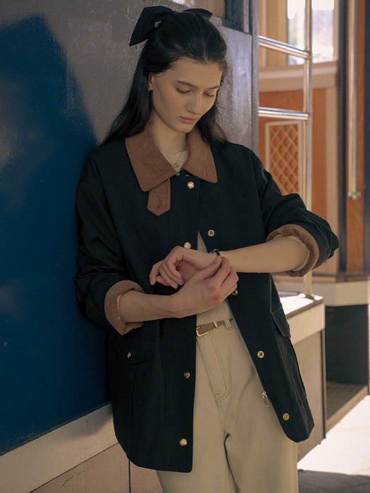 [TILLIDIE] Coloring collar point utility jacket_Black