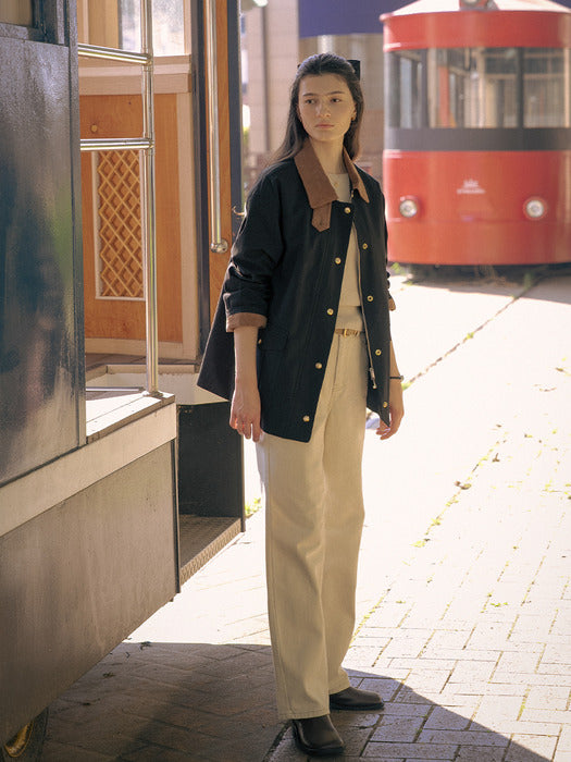 [TILLIDIE] Coloring collar point utility jacket_Black