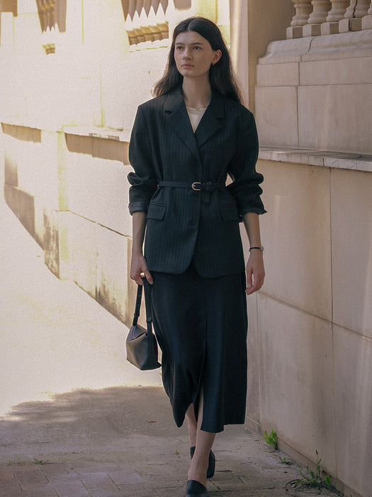 [TILLIDIE] Tailor pin stripe jacket TIFA01JK02_Black