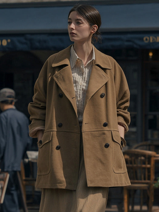 [TILLIDIE] Double button suede jacket TIFA01JK01_Beige