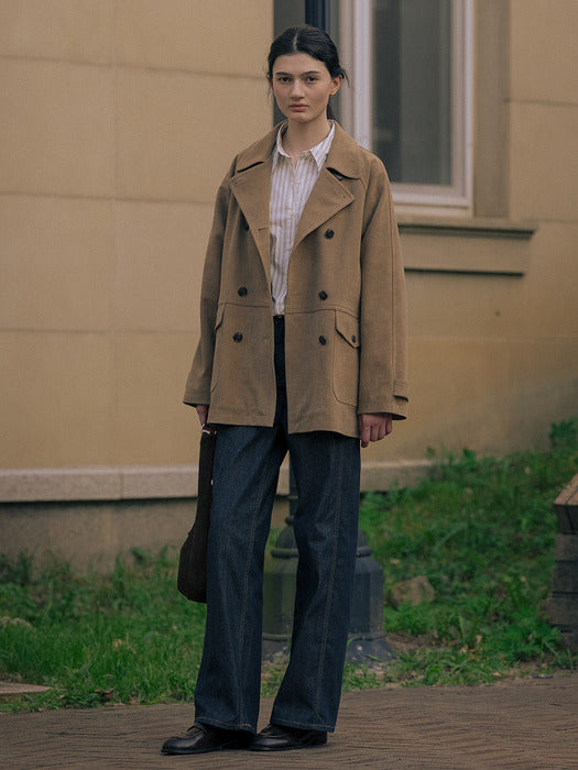 Tillidie Double button suede jacket Beige