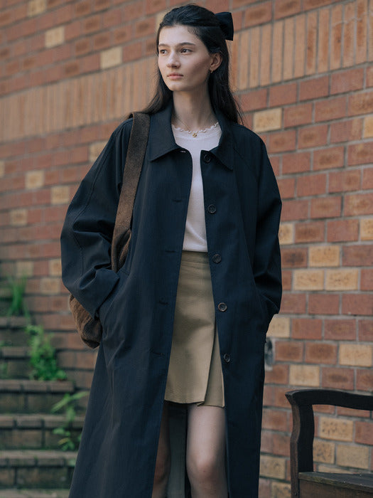 [TILLIDIE] Long french trench coat TIFA01CT01_Black