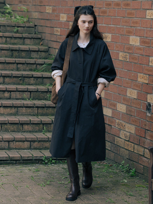 [TILLIDIE] Long french trench coat TIFA01CT01_Black