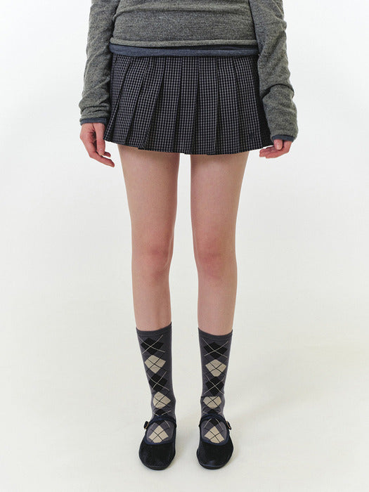 Grove 25Fw Paisley Check Skirt (Navy Check)