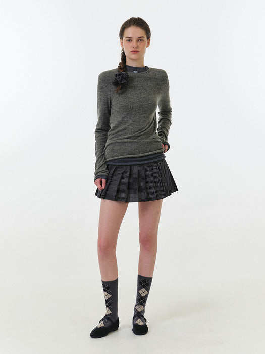 Grove 25Fw Paisley Check Skirt (Navy Check)
