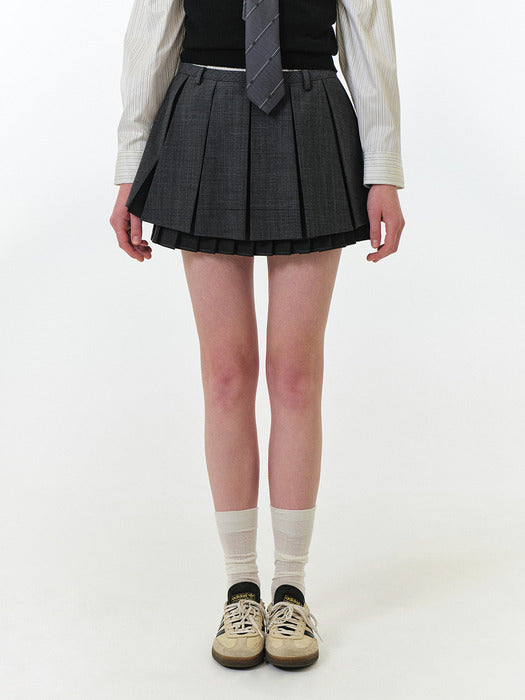 Grove 25Fw Fae Solid Pleats Skirt (Grey)
