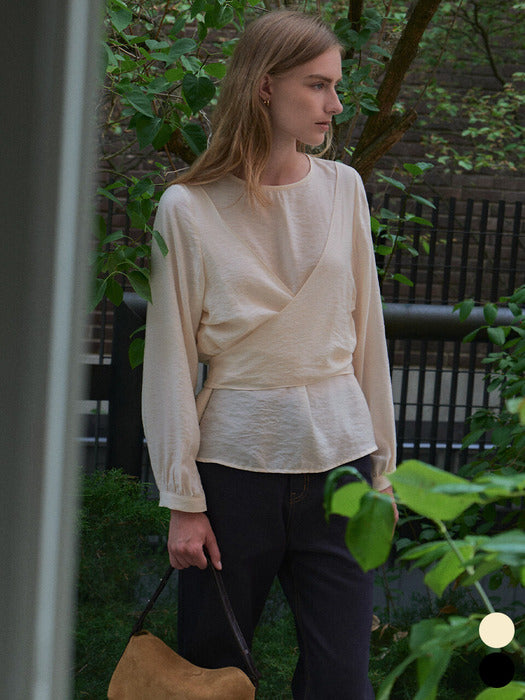 [TILLIDIE] Ribbon wrap blouse TIFA02BL01_2color