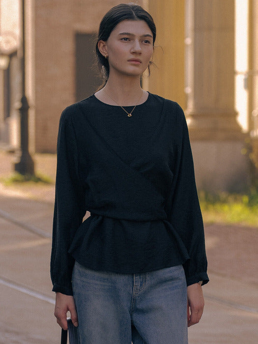 [TILLIDIE] Ribbon wrap blouse TIFA02BL01_2color