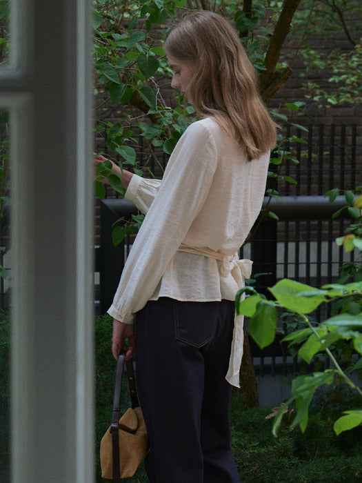 [TILLIDIE] Ribbon wrap blouse TIFA02BL01_2color