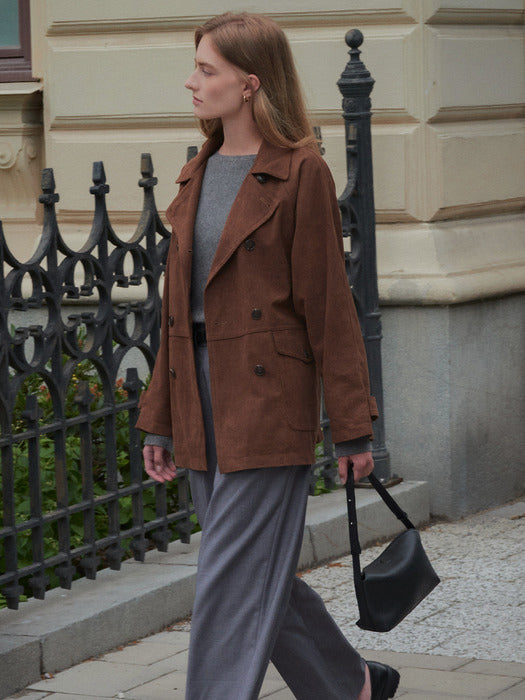 [TILLIDIE] Double button suede jacket TIFA02JK01_Brown