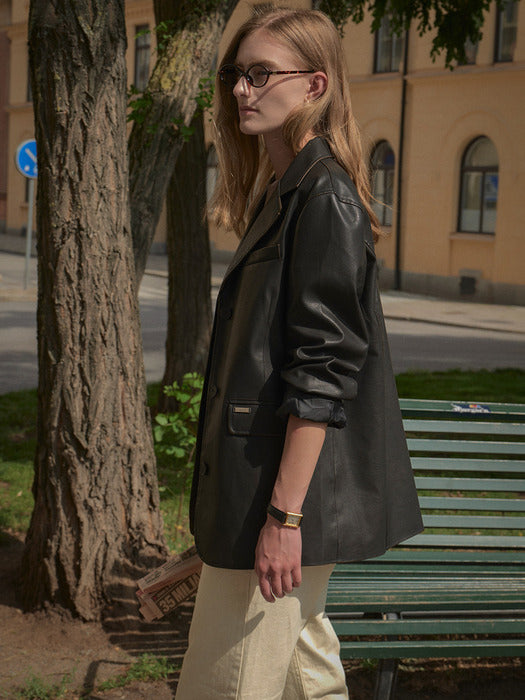 [TILLIDIE] Crack leather vintage jacket TIFA02LE01_Brown