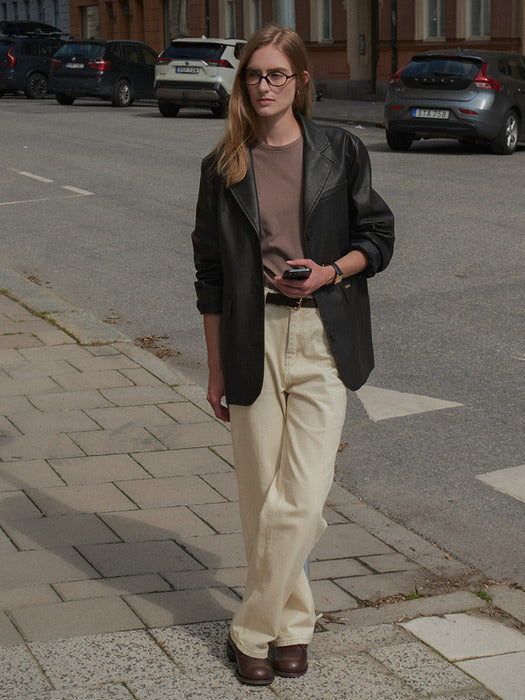 [TILLIDIE] Crack leather vintage jacket TIFA02LE01_Brown