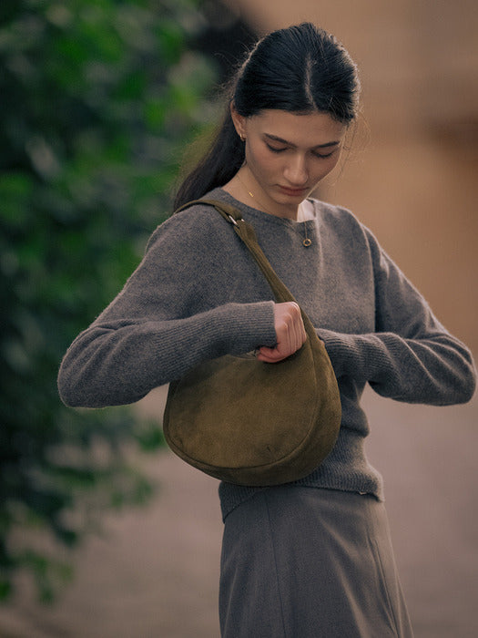 [TILLIDIE] Hobo suede bag TIFA02AH04_Khaki