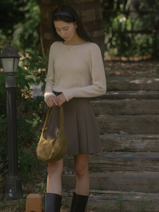 [TILLIDIE] Hobo suede bag TIFA02AH04_Khaki