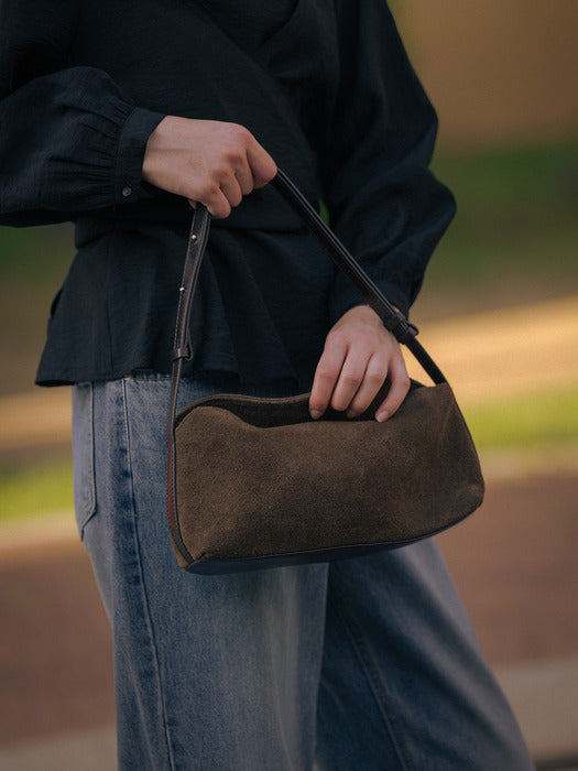 [TILLIDIE] Flap suede bag TIFA02AH02_Dark brown