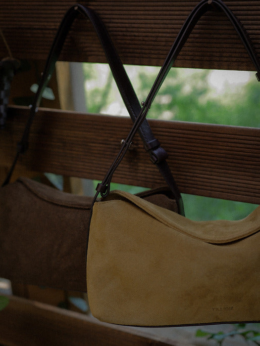 [TILLIDIE] Flap suede bag TIFA02AH02_Dark brown
