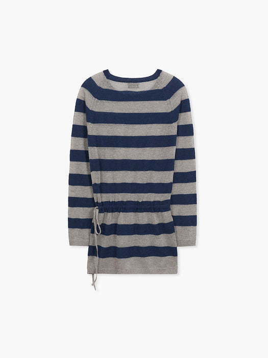 METALLIC STRIPE KNIT DRESS_navy