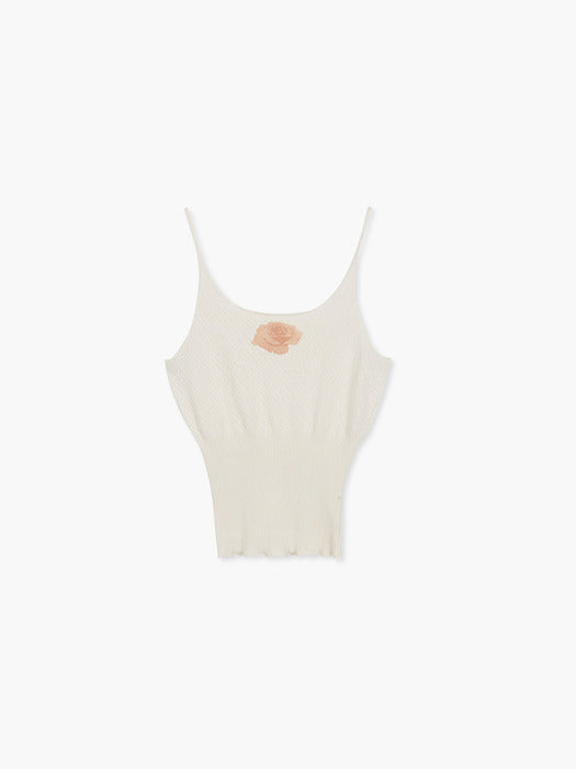 Margesherwood Pointelle Sleeveless Knit Top ivory