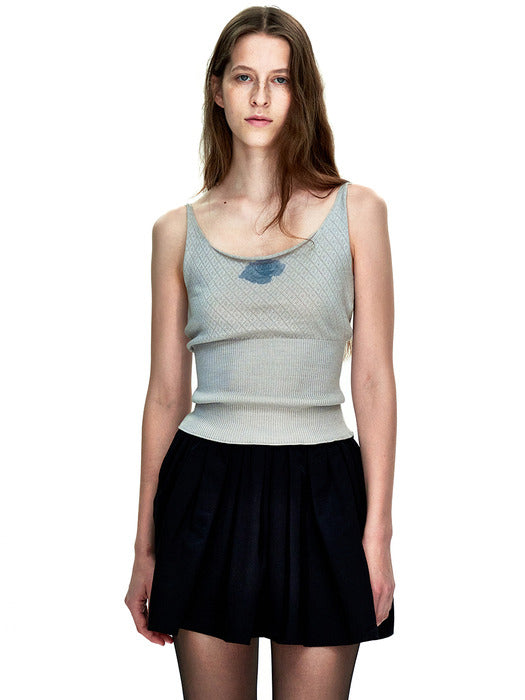 POINTELLE SLEEVELESS KNIT TOP_grey