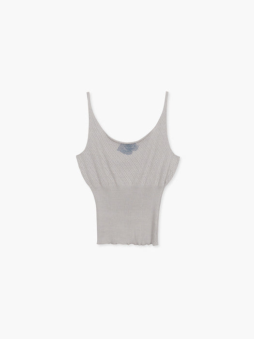 POINTELLE SLEEVELESS KNIT TOP_grey