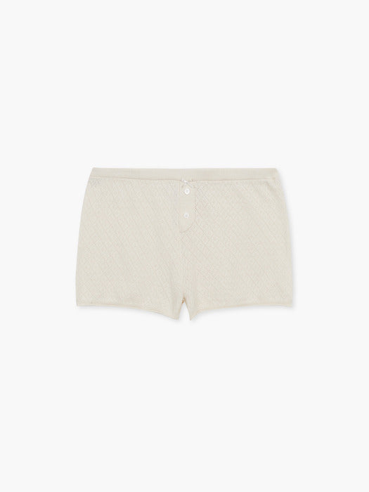 POINTELLE KNIT SHORTS_ivory