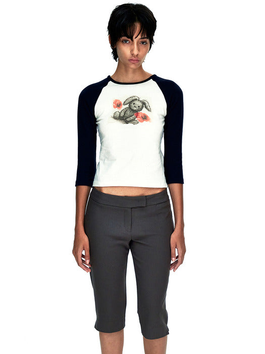 RABBIT RAGLAN T-SHIRT_ivory/navy