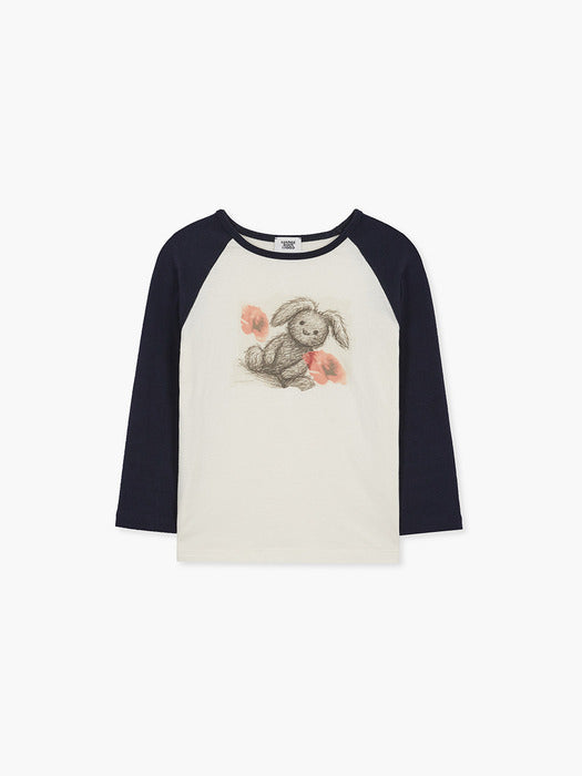 RABBIT RAGLAN T-SHIRT_ivory/navy