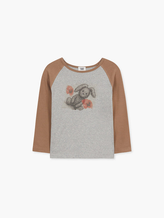 RABBIT RAGLAN T-SHIRT_grey/brown