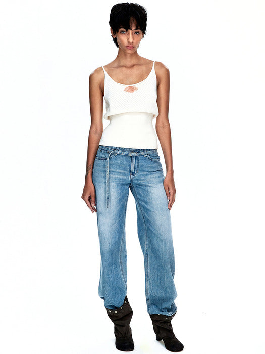 BELTED WIDE LEG JEANS_blue