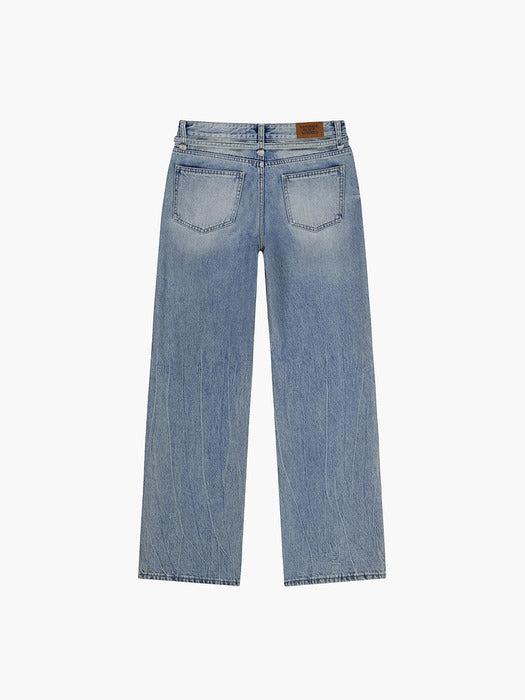 BELTED WIDE LEG JEANS_blue