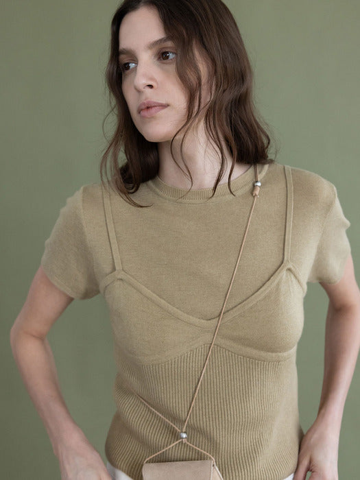 Loeuvre [SET] Hairy Wool Half Sleeve Top & Bustier
