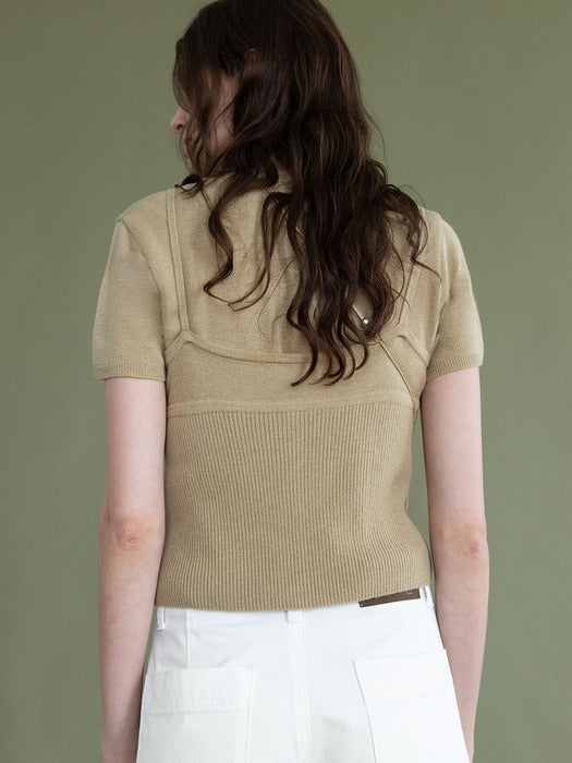 [loeuvre] [SET] Hairy Wool Half Sleeve Top & Bustier SS5AP333_3color