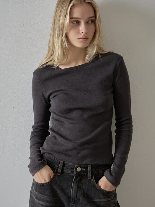 Facade Pattern Washed Cotton Rib T-shirt