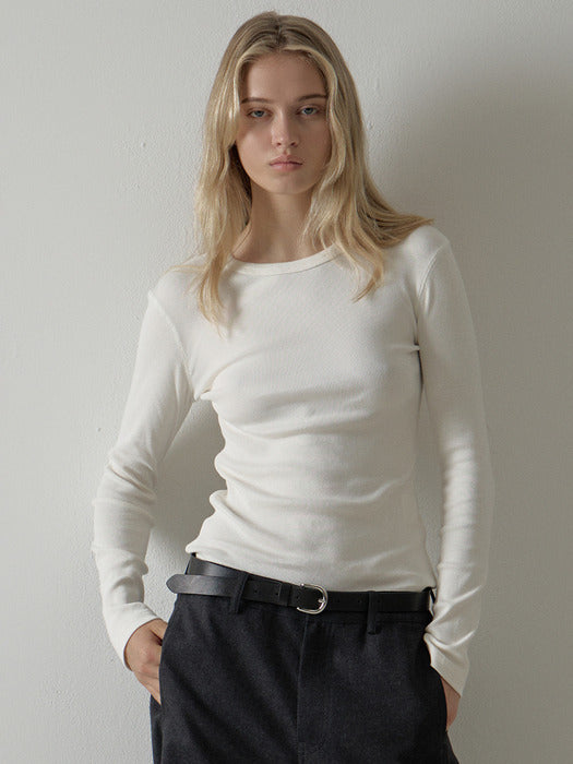 Facade Pattern Washed Cotton Rib T-shirt