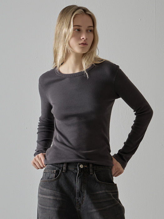 Facade Pattern Washed Cotton Rib T-shirt