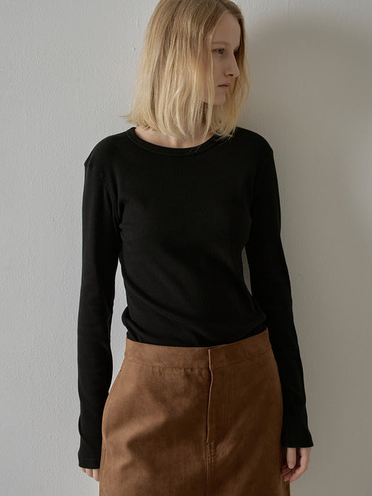 Facade Pattern Washed Cotton Rib T-shirt