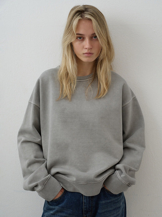 Facade Pattern Overfit Pigment Sweat Shirt grey