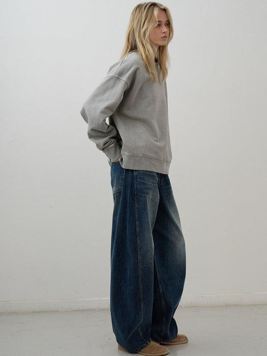 Facade Pattern Overfit Pigment Sweat Shirt grey