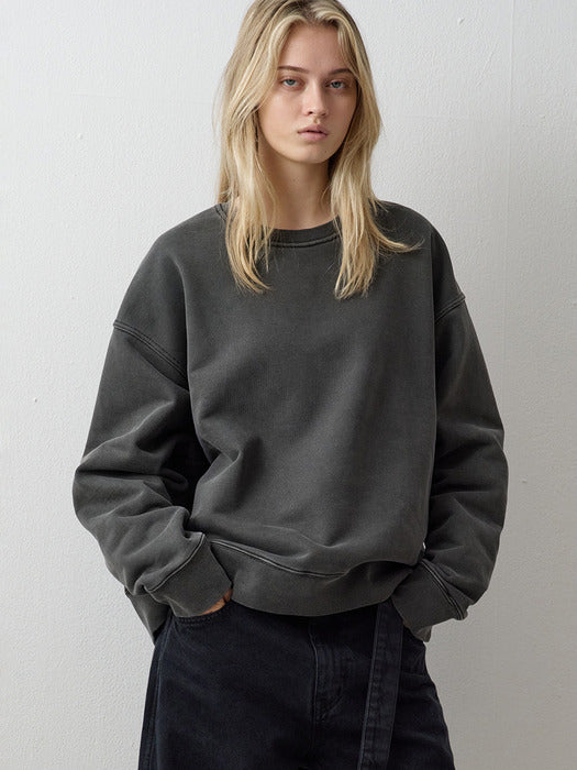 Oversized Pigment-Dyed Sweatshirt_charcoal