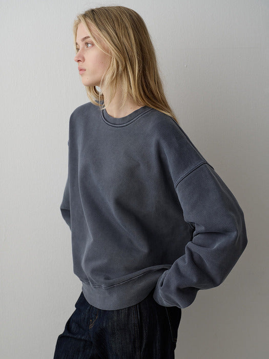 Oversized Pigment-Dyed Sweatshirt_blue grey