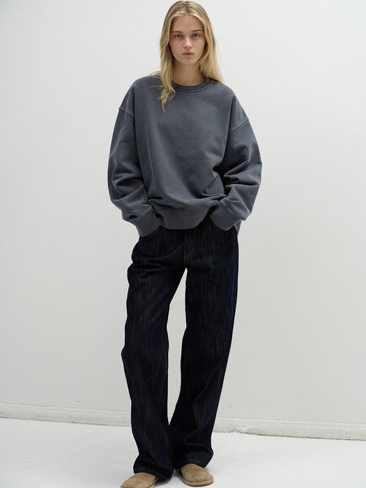Oversized Pigment-Dyed Sweatshirt_blue grey
