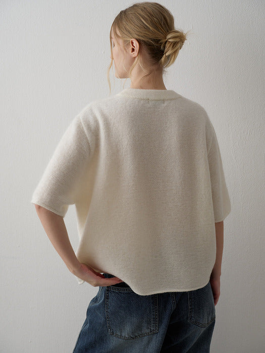 Mohair Half-Sleeve Knit - Ivory
